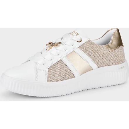 Sneakers met glanzende elementen - wit / steengrijs - Gr. 37 van Goldner Fashion
