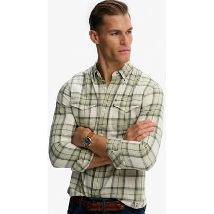 Superdry The Merchant Store - Lichte Geruite Overhemd Green Grootte: L