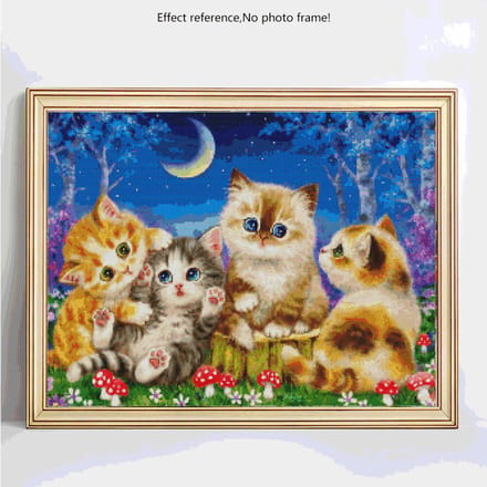 Peinture de diamant 5D d'animaux, broderie complète de diamant rond, image de chat, strass, vente 20X30 blue