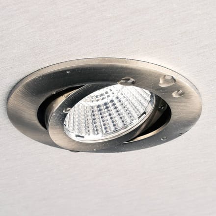 Deko-Light Plafond inbouwlamp Dione, IP44, 3.000 K, nikkel, dimbaar