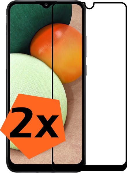 Screenprotector - 2 Stuks - Geschikt voor Samsung Galaxy A02s - Full Cover - Gehard Glas - Beschermglas - Tempered Glass - Screen Protector