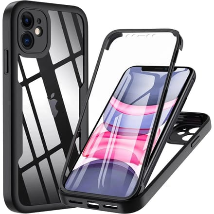 Coque 360 Degrés Pour iPhone 15 14 13 12 11 Pro Max 14 Plus XS MAX XR Coque Transparente Corps Entier Robuste Protection d'Écran Intégrée For iPhone 11