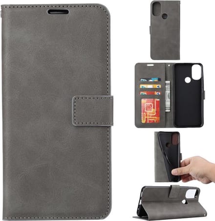 Portemonnee Book Case Hoesje Geschikt voor: Motorola Moto E20 / E30 / E40 -  grijs