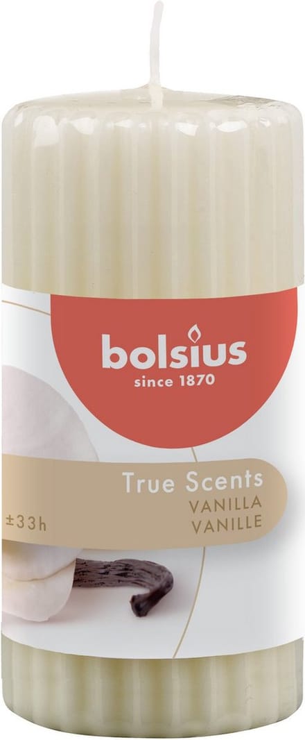 Bolsius - True Scents - Ribbed pillar - 120/58 - Vanilla