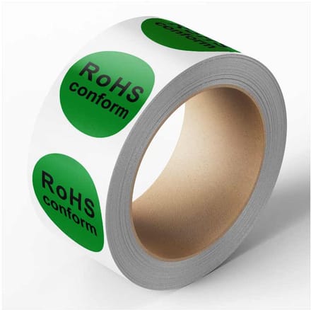 Sticker 'RoHS conform', 25 m op rol, groen Ø 30 mm