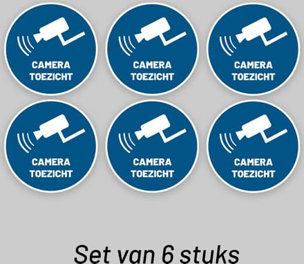 Voordeelset van 6 Camerabewaking Stickers 10cm ø