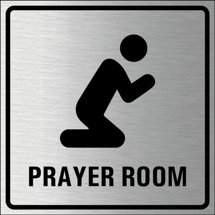 Prayer room bordje, geborsteld aluminium 100 x 100 mm