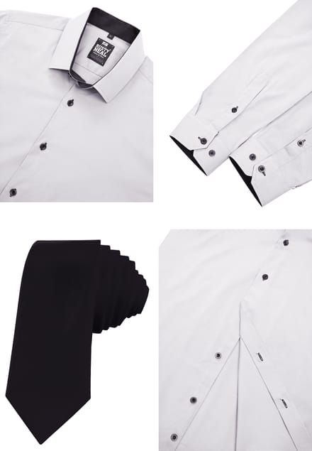 Set van 2 overhemden met stropdas