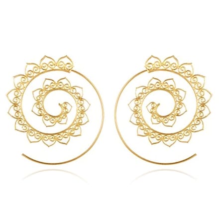 Spiraal Oorstekers Rond Dames Goudkleurig