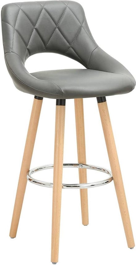 Bolt Edge Barkruk - Industrial - Grijs - Kunstleer - Met rugleuning - Set van 1