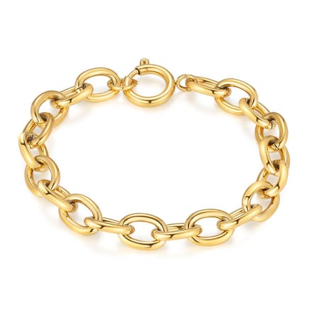 Twice As Nice Armband in goudkleurig edelstaal, brede ovale schakels 18cm