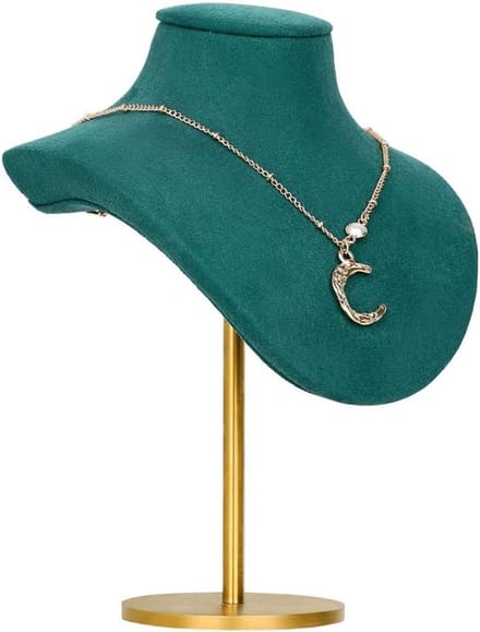 Kettinghouder Buste - Sieraden Display - Sieraden Presenteren - Fluwelen Afwerking - 19 cm Hoog - Groen
