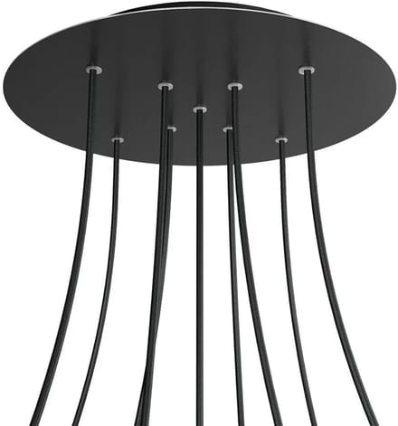 creative cables Rose-One Rosette XXL Rund, Durchmesser 400 mm mit 9 X-Löchern und 4 Seitenlöchern - Dibond Mattschwarz, Schwarz