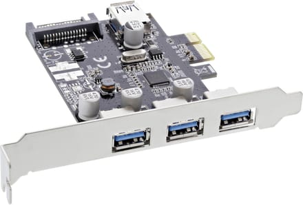 InLine® interfacekaart, 3x+1x USB 3.2 Gen.1, PCIe, SATA + LP slot bracket