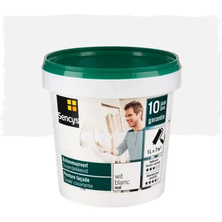 Sencys Buitenmuurverf Muurverf - Mat - Wit - 1l