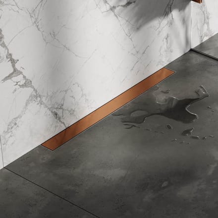 Brauer Douchegoot met Multifunctioneel Rooster en Flens Voor Wandmontage - 70 cm - Koper Geborsteld Pvd