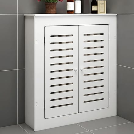 Radiatorafdekking Kast - Verwarming Cover Plank - Ruimte Optimaliseren - Dubbele Deuren Ontwerp - L60xH70xW20cm - Wit
