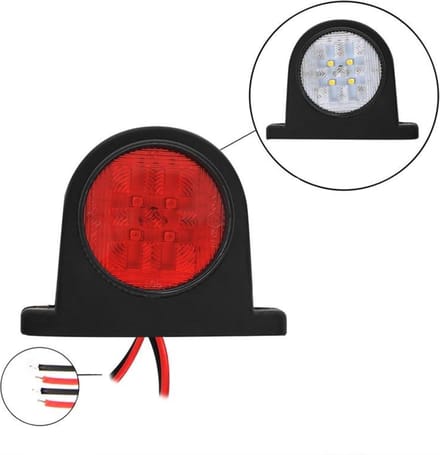 ProPlus Breedtelicht - 68 x 62 mm - 10-30V - 8 LED - Rood/Wit - Waterdicht IP67