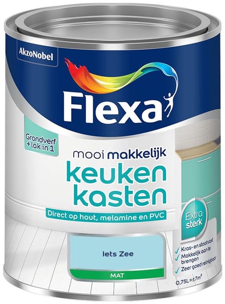 Flexa - Mooi Makkelijk Keukenkasten Mat - Iets Zee - Mengverf - 750 Ml