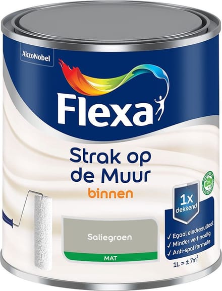 Flexa - Strak Op De Muur Binnen Mat - Saliegroen - Mengverf - 1 L