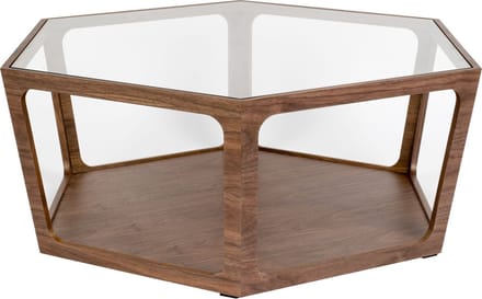Dutchbone Sita Salontafel Zeshoekig Glas/ Hout Bruin