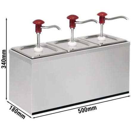 GGM Gastro Saucenspender - 3x 2 Liter - inkl. Edelstahlgestell Zilver