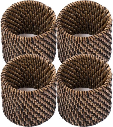 Servetringen Rotan - SET/8 - 4,5x5 cm, donkerbruin