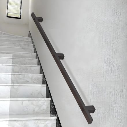 Zwarte trapleuning - Wandmontage steun - Veilig traplopen - Smeedijzeren constructie - 250 cm lengte - Zwart