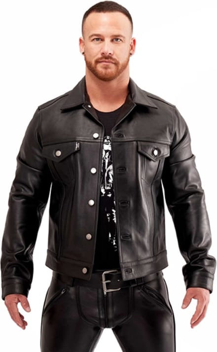Mister b leren truckerjack - zwart - medium