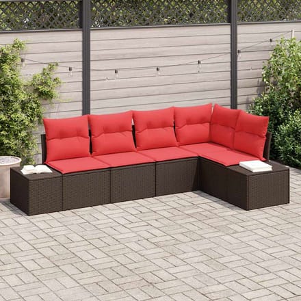vidaXL Tuin Sofa Set 5 st Bruin poly rattan