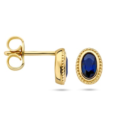 YO&NO - Oorknoppen - saffier - 0.62ct  - (2x 0.31ct) - Oorbellen - Sieraden Vrouw - Goud 585