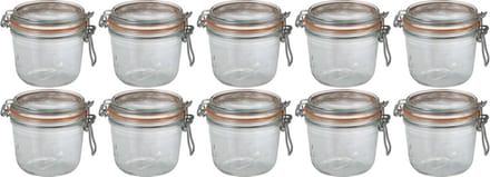 Le Parfait Voorraad/weckpot - 10x - glas - transparant - 10,5 x 10 cm - 500 ml