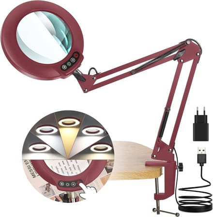 Vergrootglas met licht - Loeplamp - Gedetailleerd werk - Verstelbare zwenkarm - 5 kleurmodi