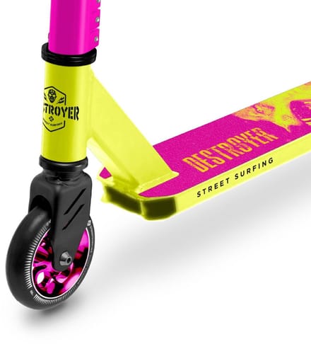 Street Surfing Destroyer Stuntstep Beginner - Freestyle Trickstep - Step - 100 mm Wielen - Skatepark Pro Scooter - Mad Wolf - Geel