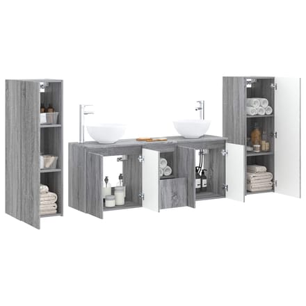 vidaXL - Badkamermeubel - Set - 5 - st - Grijs - Sonoma - 33 - x - 34,5 - x - 100 - cm