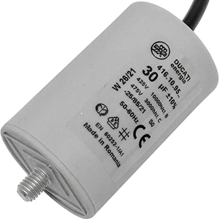 Motorcondensator 30µF 400V | Radiale Startcondensator met Kabel | Kunststof Behuizing