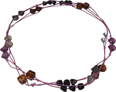 Ketting roze met diverse kleuren steentjes