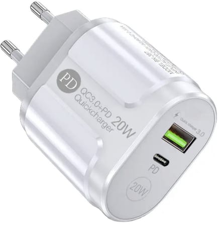 Gmedia 20W USB-C & USB-A Snellader – PD/QC 3.0 Adapter – Universeel – Wit