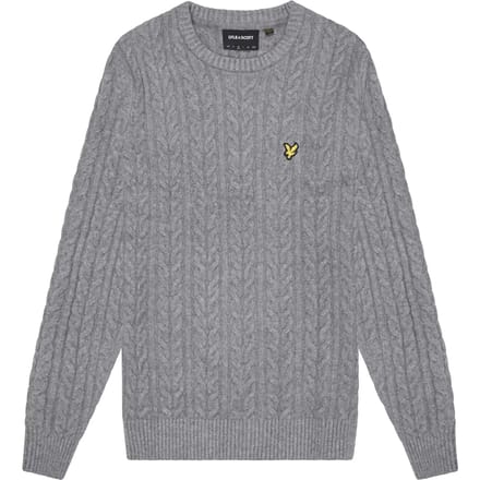 Lyle & Scott Cable Crew Neck Jumper Mid Grey Marl Größe: XXL | Pullover Outlet | Herren | Grau