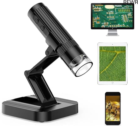 RFWR® Digitale WiFi Microscoop 1080P HD, 50-1000X USB, Mini Handmicroscoop met 2MP Camera en 8 LED-lampjes, Compatibel met Android/iOS en PC