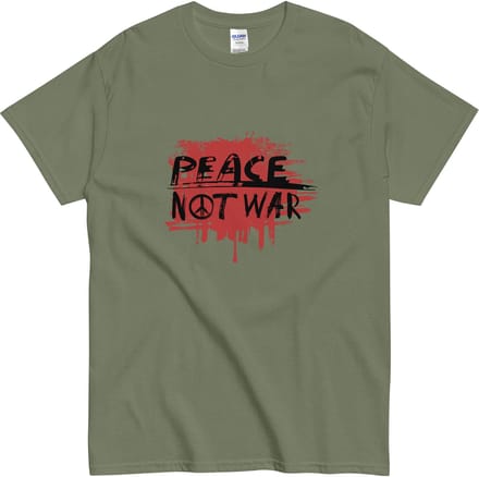 Anti Oorlog Statement Tshirt - Peace Not War - Dames en Heren - Khaki Groen - 2XL