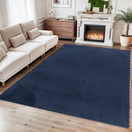 Relax Samba - Wasbaar Effen Vloerkleed - Uni Tapijt - Blauw- 100x200 CM