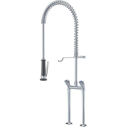 KWC Gastro two-handle sink bridge mixer with dishwashing spray for professional kitchen K.24.42.62.000C71