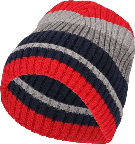 Jongens Muts Rood-Grijs. Maat: XS
