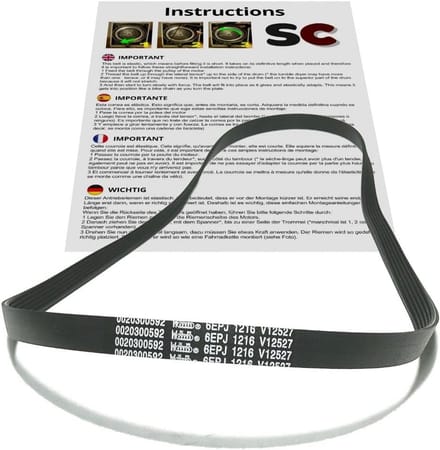 Wasmachine Riem - Onderdeel - Reparatie - Elastisch Ontwerp - 1216 mm - Zwart