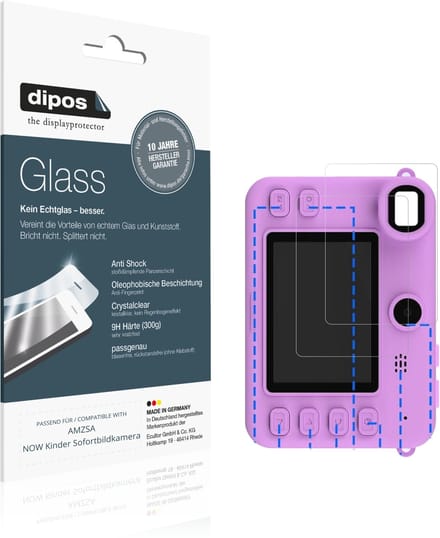dipos – 2x Pantserfolie geschikt voor AMZSA NOW Kinder Sofortbildkamera | 9H Screenprotector