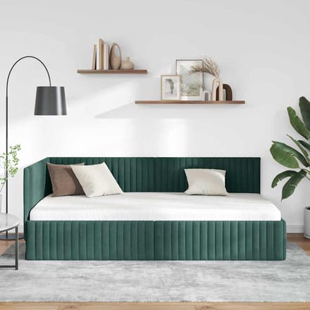 vidaXL - Hoek - Bed - Frame - Donkergroen - 100 - x - 200 - cm - Fluweel