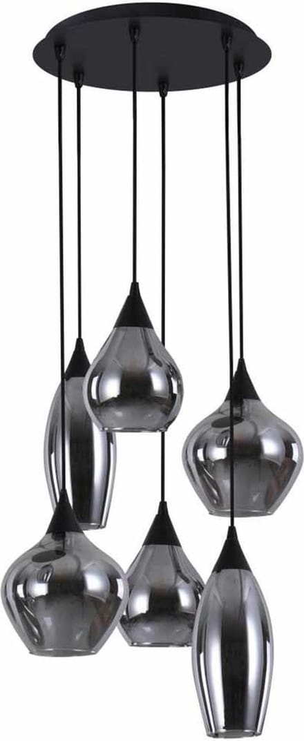 HighLight hanglamp Cambio 6 lichts - zwart / smoke