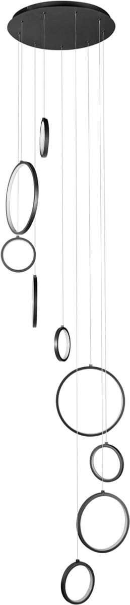 QAZQA vide anella - Moderne Dimbare LED Hanglamp met Dimmer - 9 lichts - L 86 cm - Zwart -