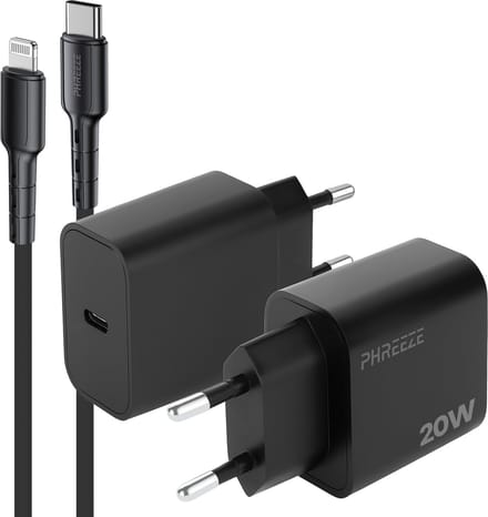 Phreeze usb C adapter geschikt voor iPhone en iPad met Lightning kabel - 20w power Delivery oplader snellader